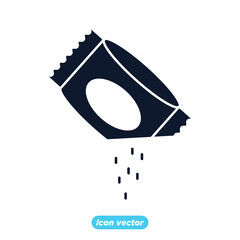 Sachet icons. sugar powder packet icon. Packet soluble powder symbol Vector illustration