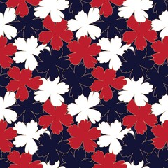 Fototapeta na wymiar Red Floral Brush strokes Seamless Pattern Background
