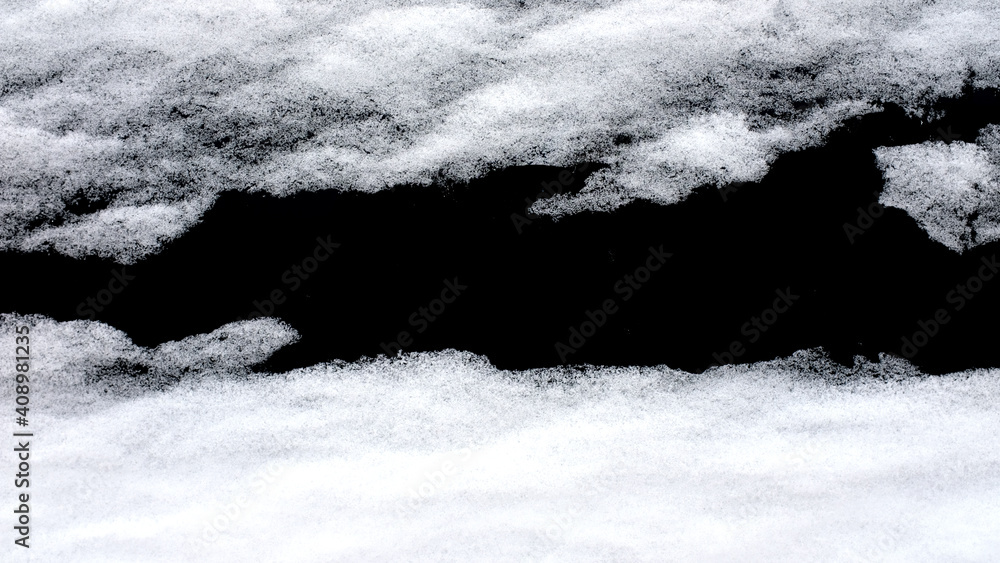 Poster snow isolated on black background. winter elements for design