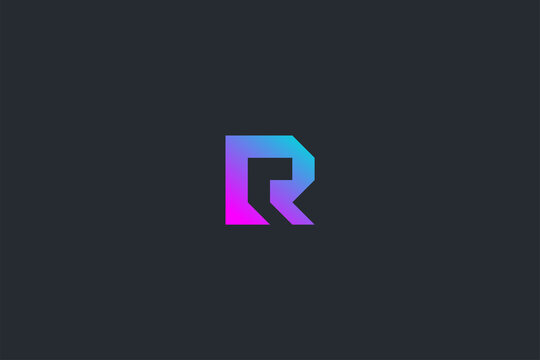 Minimal Modern Abstract Letter R Dark Background Logo Template