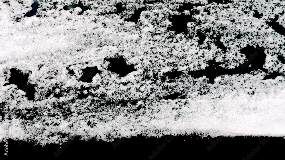Poster snow isolated on black background. winter elements for design