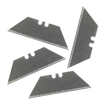 Group of drywall razor blades isolated on a white background top view.