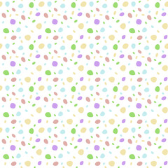 Vector seamless polka dot pattern in pink, blue, green, yellow pastel colors for textile, decor, wrapping paper