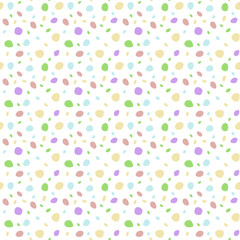 Vector seamless polka dot pattern in pink, blue, green, yellow pastel colors for textile, decor, wrapping paper