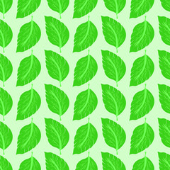 green leaves with blue background seamless repeat pattern