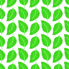 green leaves with white background seamless repeat pattern
