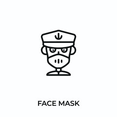 face mask icon vector. medical mask sign symbol for modern design. Vector illustration	