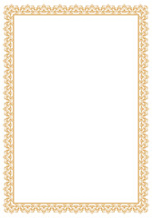 Decorative frame Elegant vector element for design in Eastern style, place for text. Floral golden border. Lace illustration for invitations and greeting cards.