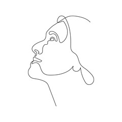 One line girl or woman portrait design. Hand drawn minimalism style vector illustration
