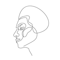 One line girl or woman portrait and face design. Hand drawn minimalism style vector illustration