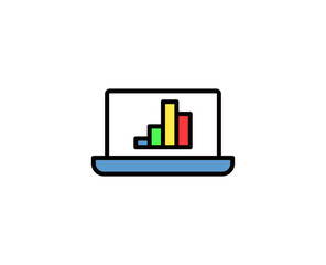 Line Graph computer icon isolated on white background. Outline symbol for website design, mobile Graph computer, ui. Arm pictogram. Vector illustration, editorial stroсk. 