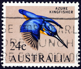 Postage stamp Australia 1966 azure kingfisher, bird