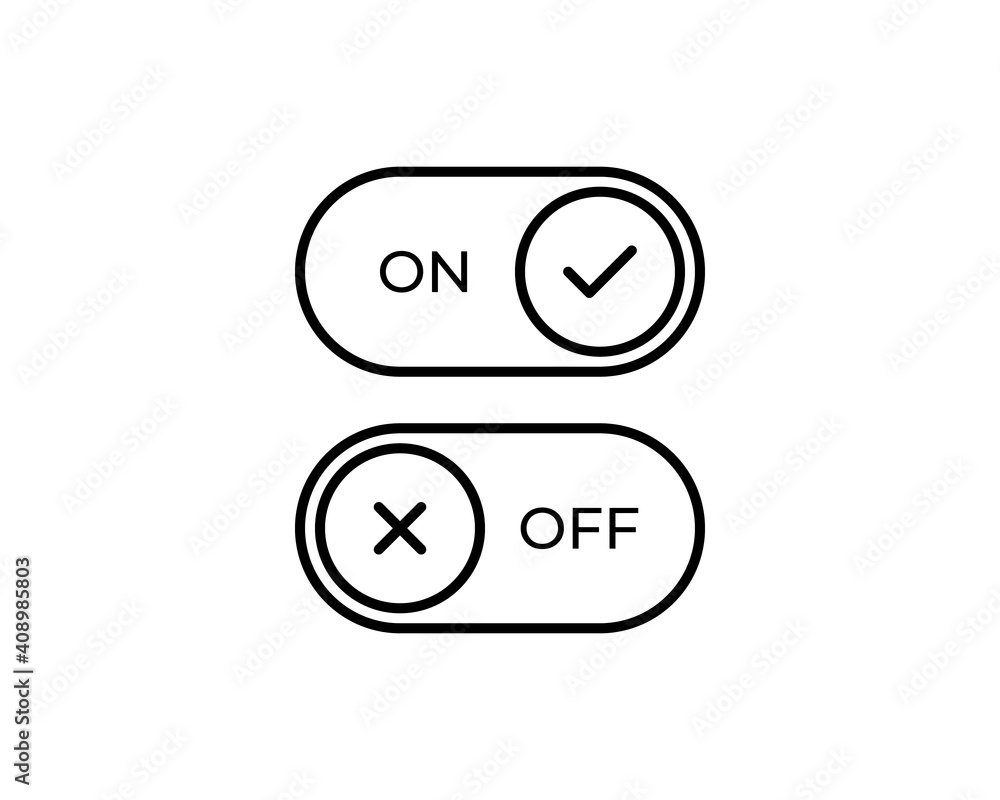 Poster toggle switch vector icon, on and off position icons, flat design style user interface