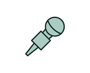 Microphone flat icon. Thin line signs for design logo, visit card, etc. Single high-quality outline symbol for web design or mobile app. Sign outline pictogram.