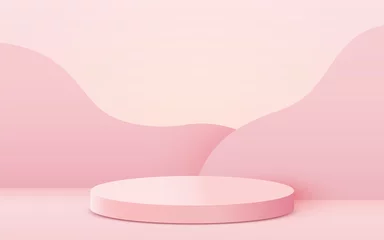 Foto op Aluminium Abstract scene background. Cylinder podium on pink background. Product presentation, mock up, show cosmetic product, Podium, stage pedestal or platform. © hobbitfoot