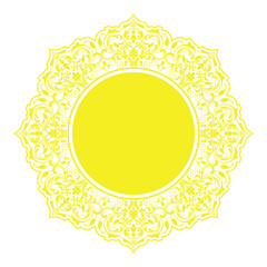Decorative frame Elegant vector element for design in Eastern style, place for text. Floral yellow border. Lace illustration for invitations and greeting cards