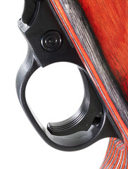 Push button safety and trigger on a rifle