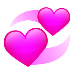 Revolving Pink Hearts Love Emoji Icon Object Symbol. Gradient Vector Illustration Clip Art Design Cartoon Isolated Background.
