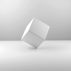 Geometric real plastic cube balancing on White background. 3d illustration