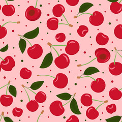 Seamless pattern with cherries. Vector illustration.