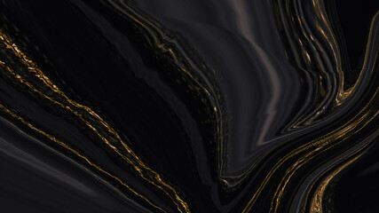 Luxury abstract fluid art painting background alcohol ink technique black and gold