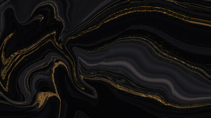 Obraz premium Luxury abstract fluid art painting background alcohol ink technique black and gold
