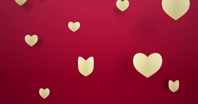Shape of heart flying on pink holiday background. Symbols of love for Happy Women's, Mother's, Valentine's Day, birthday greeting card design