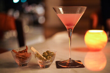 a cocktail on a table at the hotel in Tokyo