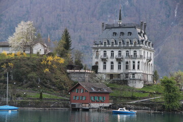 old building by the lake in the alps