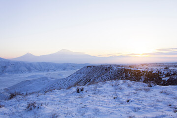 Fototapeta na wymiar Mount Ararat from the Azat reservoir