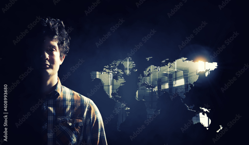 Poster global network image . mixed media