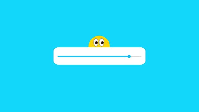 Loading Bar Animation with Emoji Eyes Looking at the Animated Line. Different Colors Screen Animation