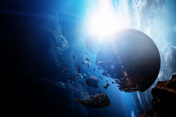 Fototapeta premium Image of outer space. . Mixed media