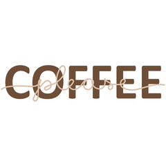 Coffee please, lettering text. Continuous one line drawing. Minimalism design. Vector illustration.