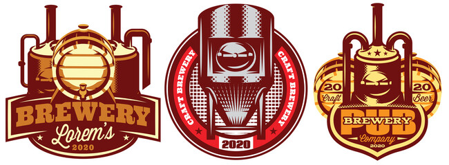 Vector color set of various brewing machines. Template for logo design, corporate style, business card, poster, website