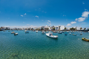 Fototapeta na wymiar Lanzarote, Spain, January 25, 2020: Beautiful view of Charco San Gines in the town of Arrecife on the island of Lanzarote