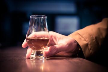 Close up shot a Glencairn whisky glass