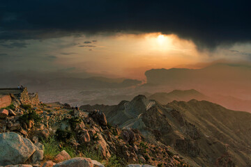 Fototapeta na wymiar Sunset view from Taif Saudi Arabia