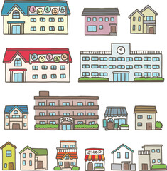 建物セット(住宅・商店・教育施設)