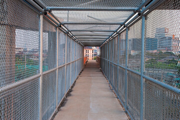 Corridors with steel mesh around