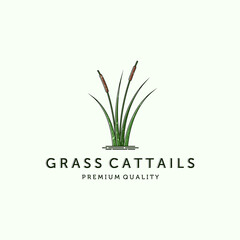 Cattail or Reed Logo Vector Illustration Design. Simple Modern Minimalist Cattail Logo Design. Creative Cattail Illustration Logo Concept