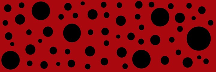 Ladybug seamless pattern with red background and black spots