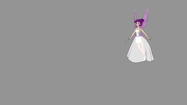 The magic wedding fairy arrives and flies away. Animated splash screen. Alpha channel