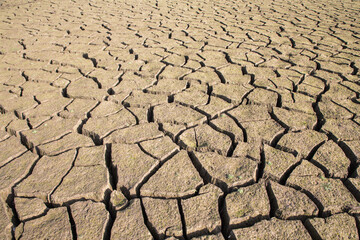 The drought bottom of the an empty dam in Bulgaria. Hot weather and climate changes makes the dam almost empty in 2021. Climate disaster.