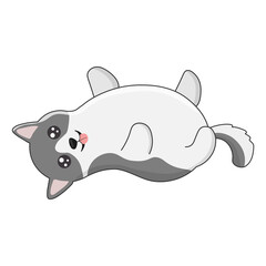 Husky in cartoon  style. Flat illustration for design, decor, print, stickers, posters. Vector illustration isolated on a white background.