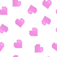 seamless pattern heart pixel red retro background print