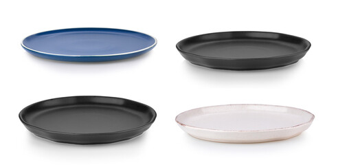 empty ceramic plate on white background