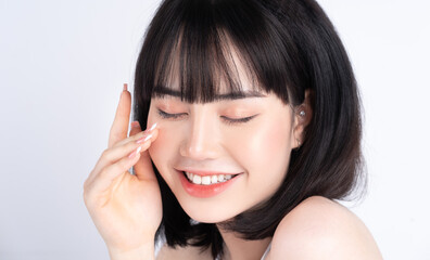 Attractive young Asian woman with fresh skin. Face care, facial treatment, , woman beauty skin...