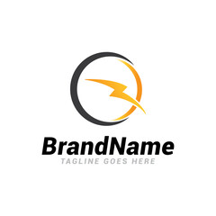 lightning thunder bolt flash simple modern logo icon vector template.