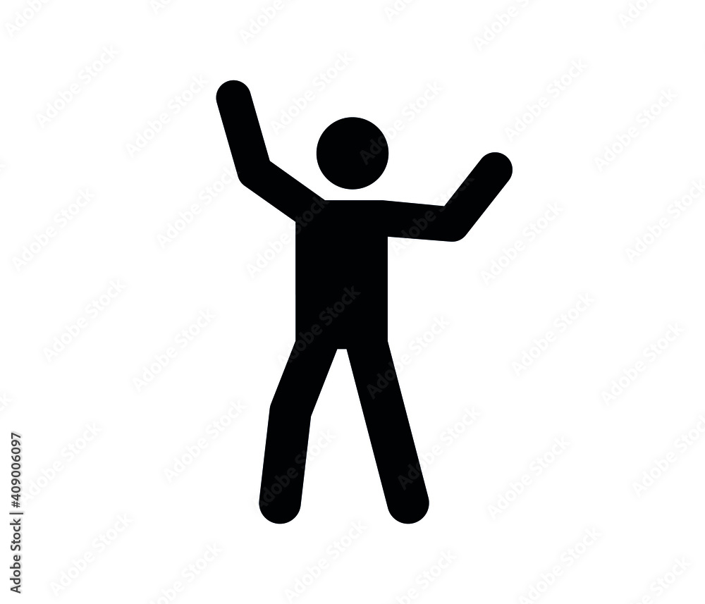 Poster person with arms raised vector icon. editable stroke. symbol in line art style for design, presentat